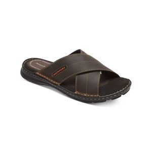 Rockport Brown Leather Cross-Strap Slide Sandal
